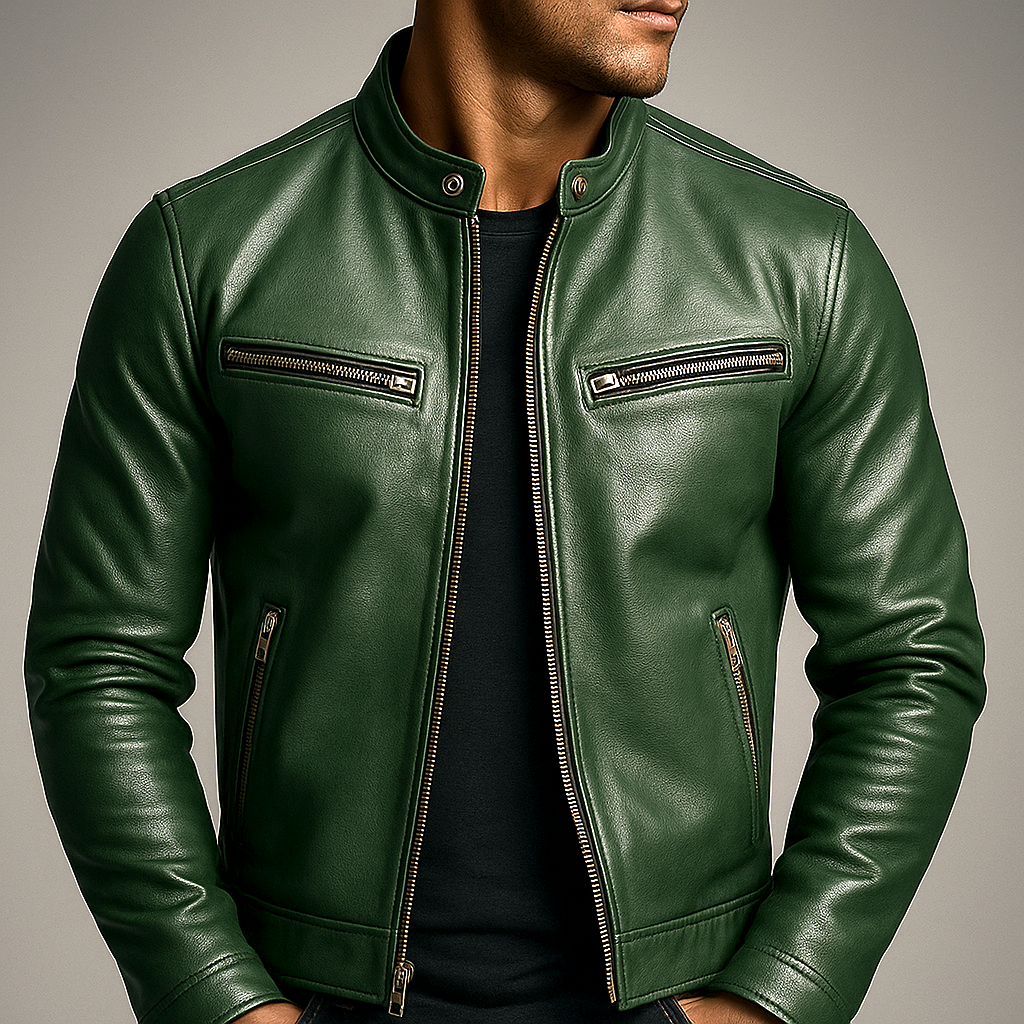 Men's Jacket Leather Vintage Patina Full Zip