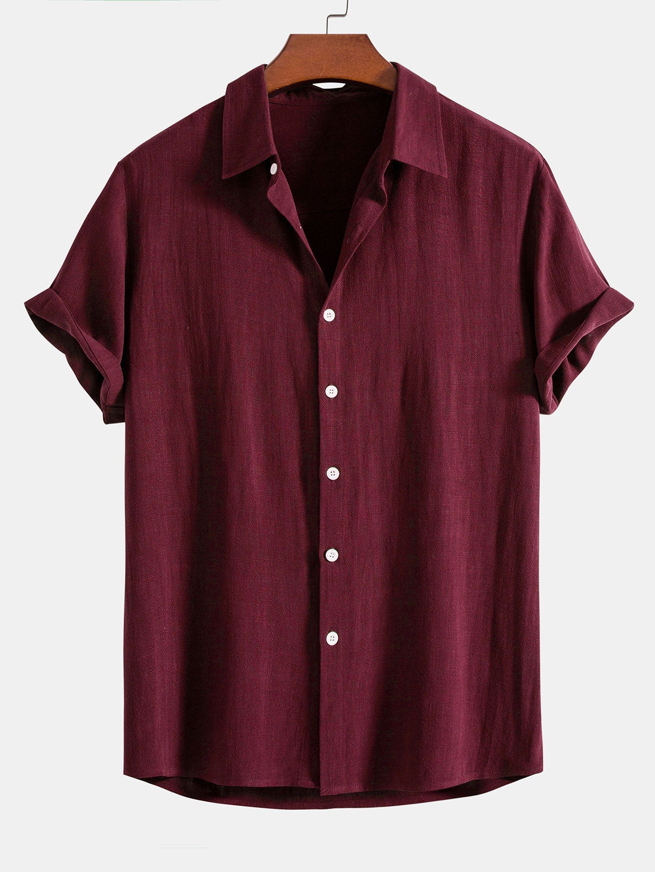 Men's Shirt Linen Blend Camp Collar Short Sleeve