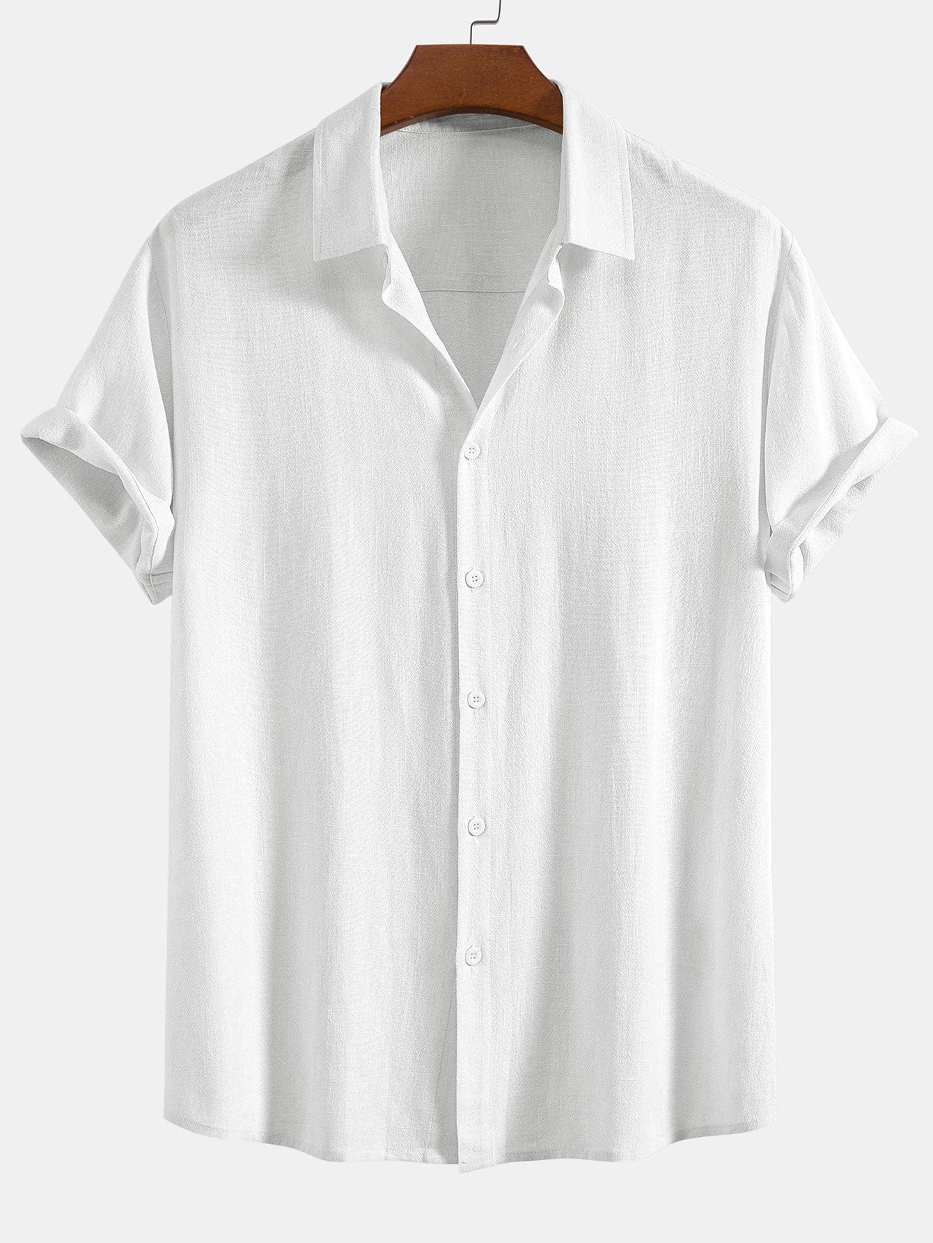 Men's Shirt Linen Blend Camp Collar Short Sleeve