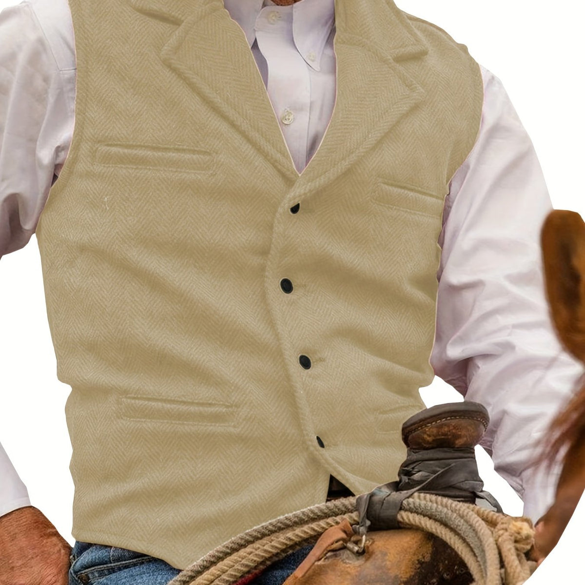 Men's Herringbone Notch-Lapel Waistcoat photo 13