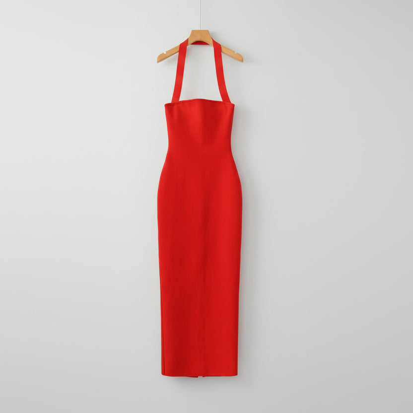 Women’s Elastic Strapless Maxi Dress with Neck Detail