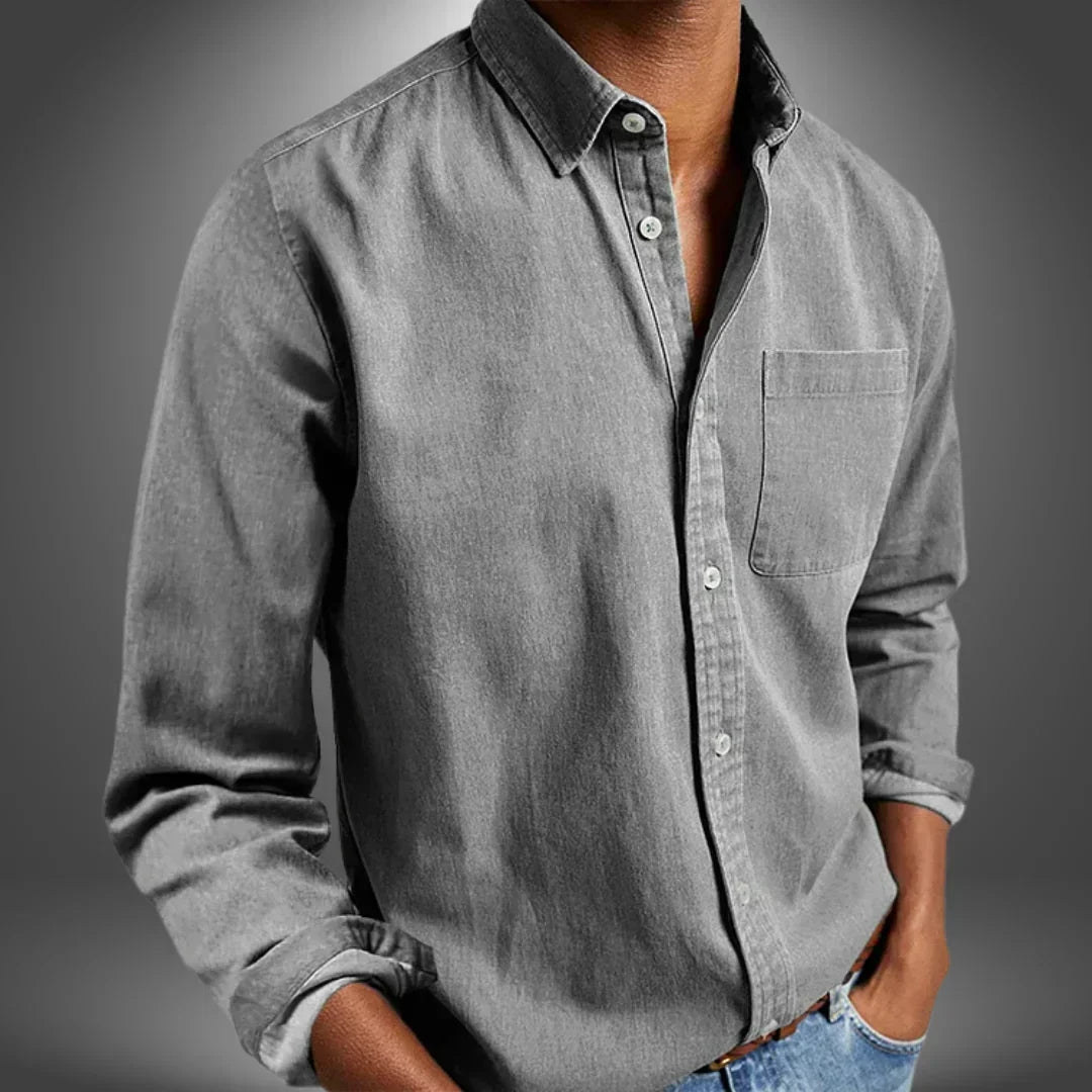 Shirt Button Down Long Sleeve Chest Pocket