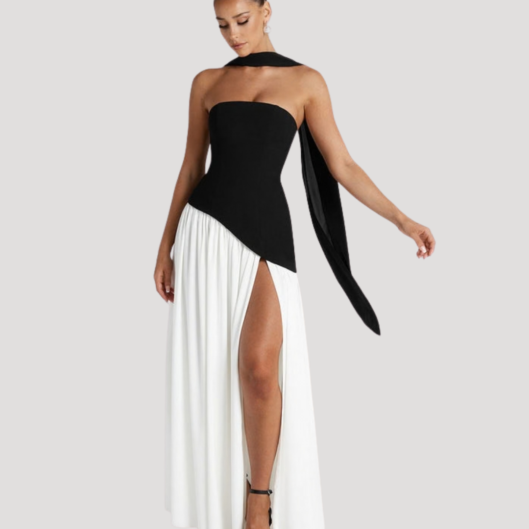 Halter Neck Maxi Dress Women Elegant Slit Formal Evening Dress