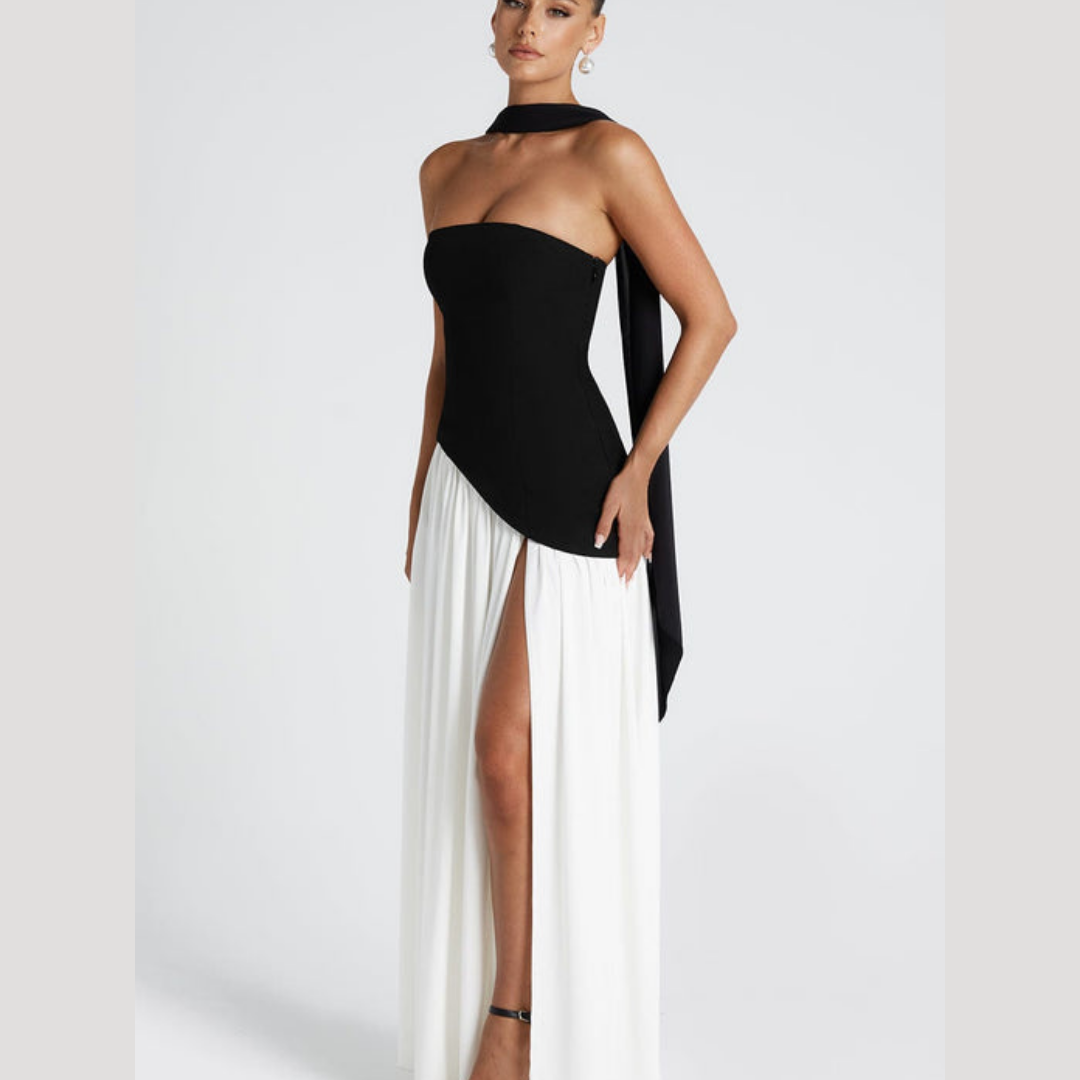 Halter Neck Maxi Dress Women Elegant Slit Formal Evening Dress