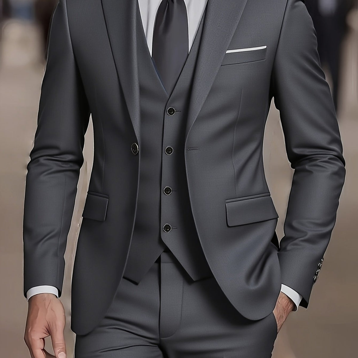 Men's Tailored Three-Piece Suit source view 1
