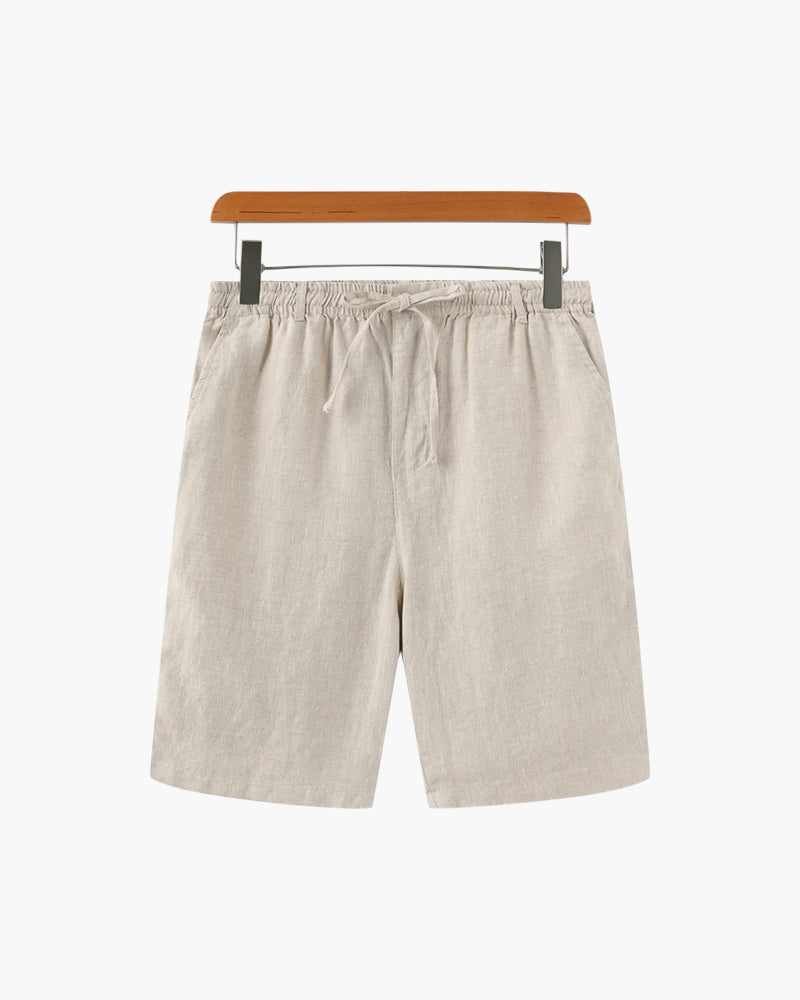 Linen Shorts Men Casual Drawstring Summer Shorts