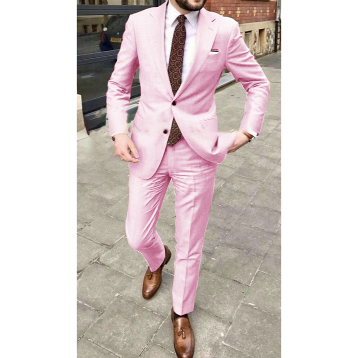 Men's Suit Wool Two Piece Tailored Notch Lapel