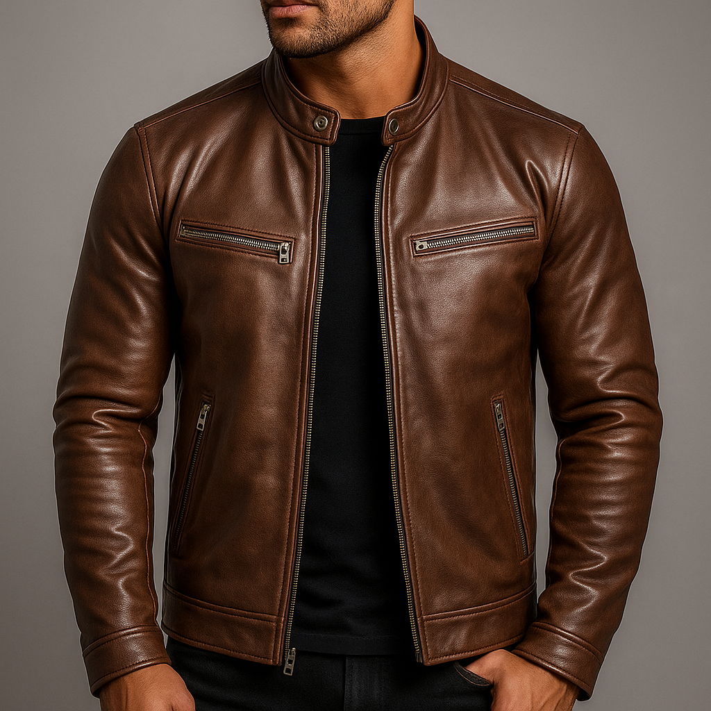 Men's Jacket Leather Vintage Patina Full Zip