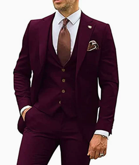 Men's Three Piece Suit Set Notch Lapel Wedding