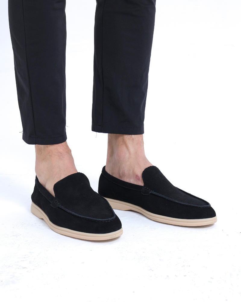 Loafer Suede Slip On Moccasin Toe Braided Vamp
