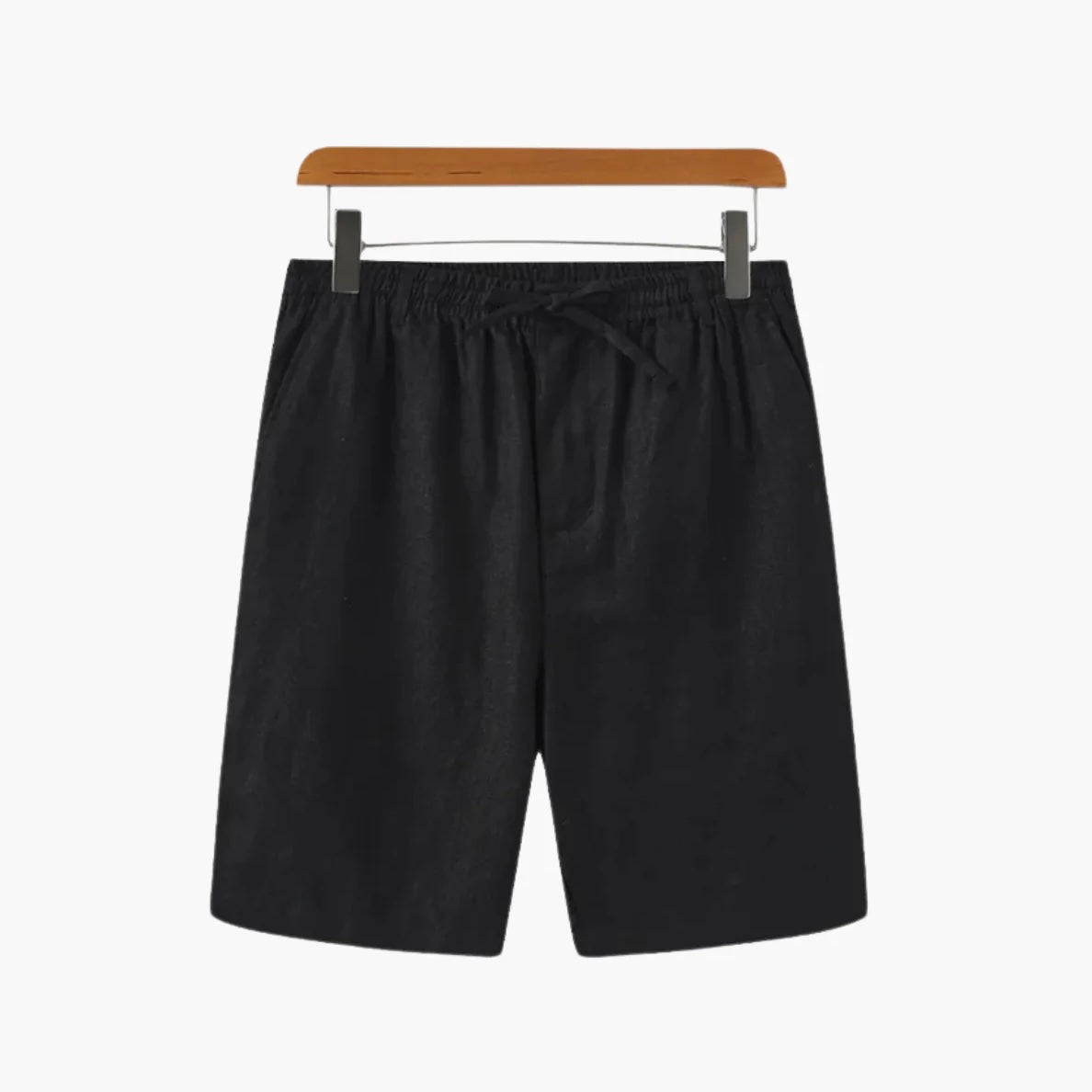 Shorts en lin à cordon pour hommes, taille élastiquée, coupe décontractée, jambe droite, été