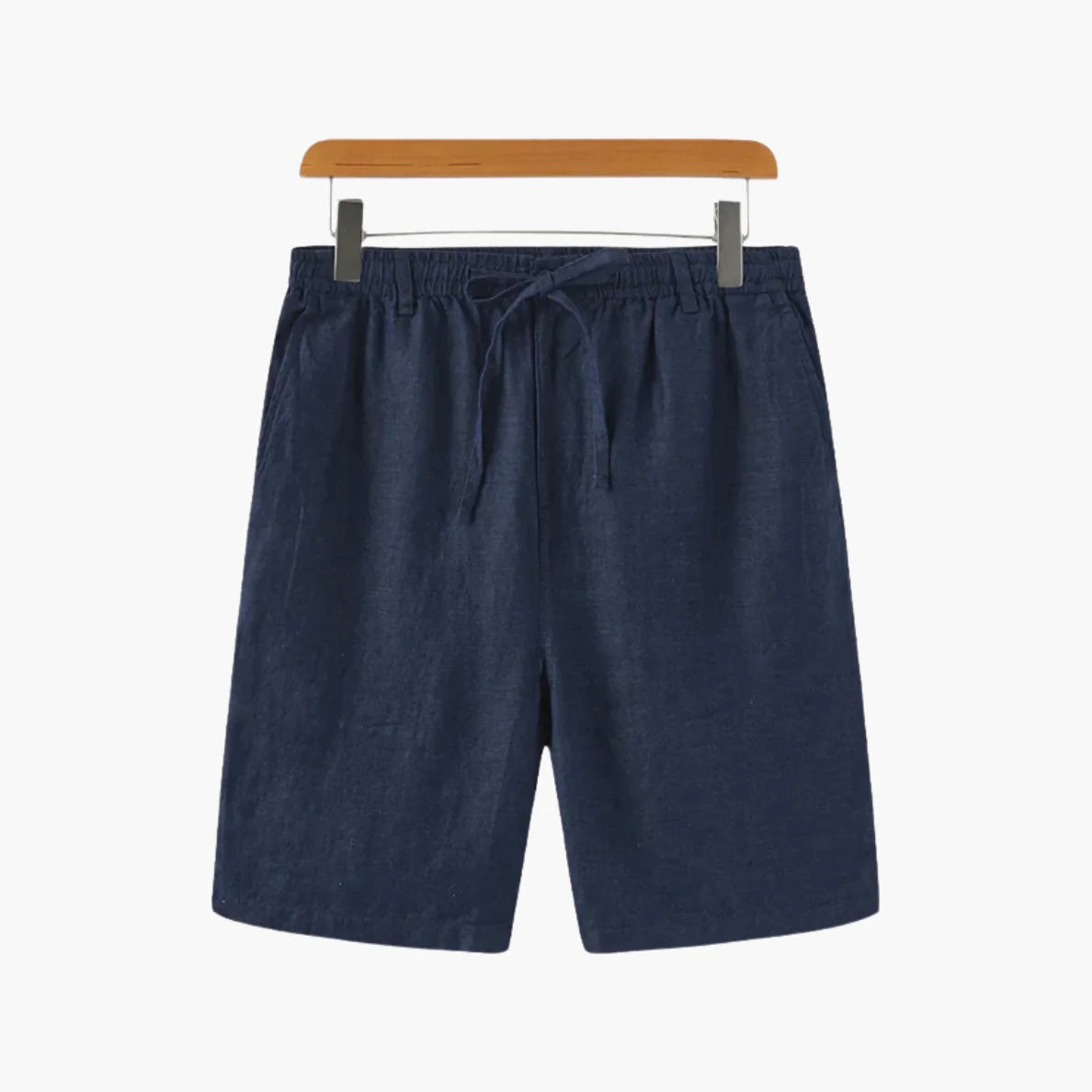 Shorts en lin à cordon pour hommes, taille élastiquée, coupe décontractée, jambe droite, été