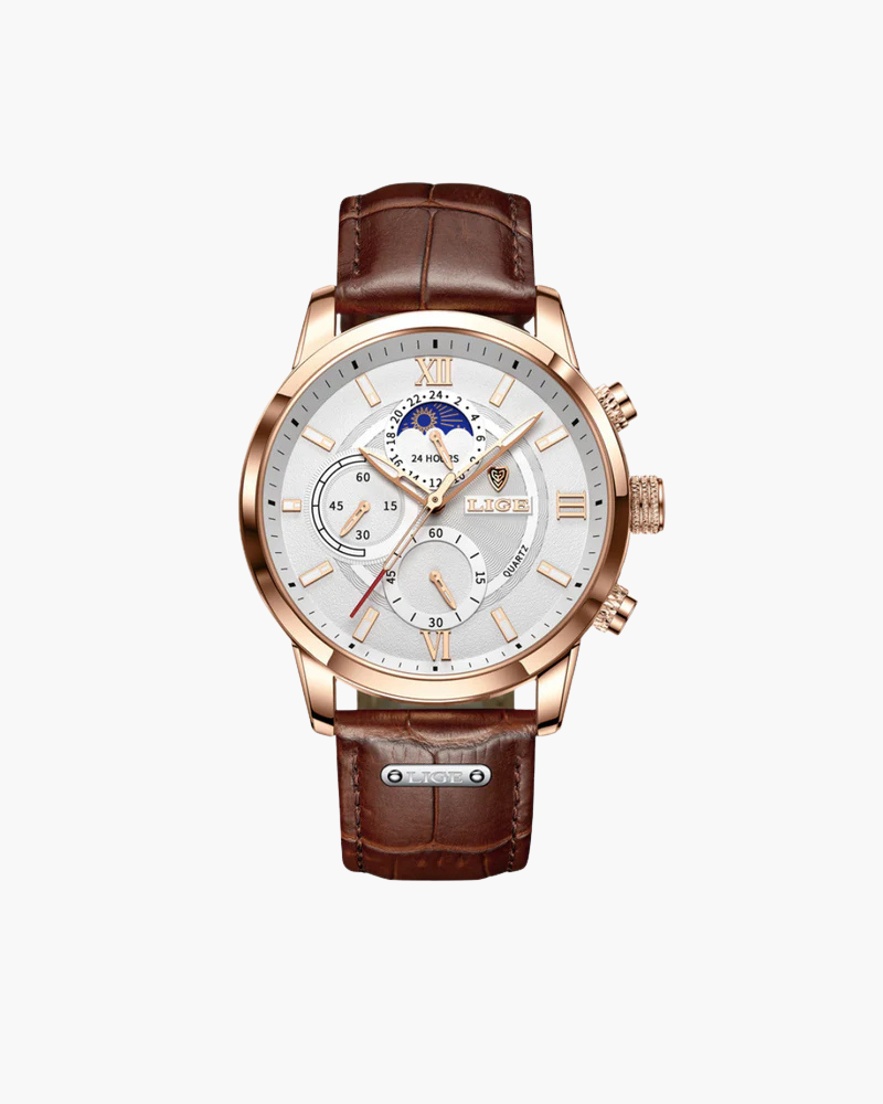 Watch Leather Strap Quartz Waterproof