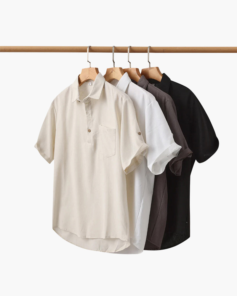 Polo Shirt Linen Short Sleeve Relaxed Fit