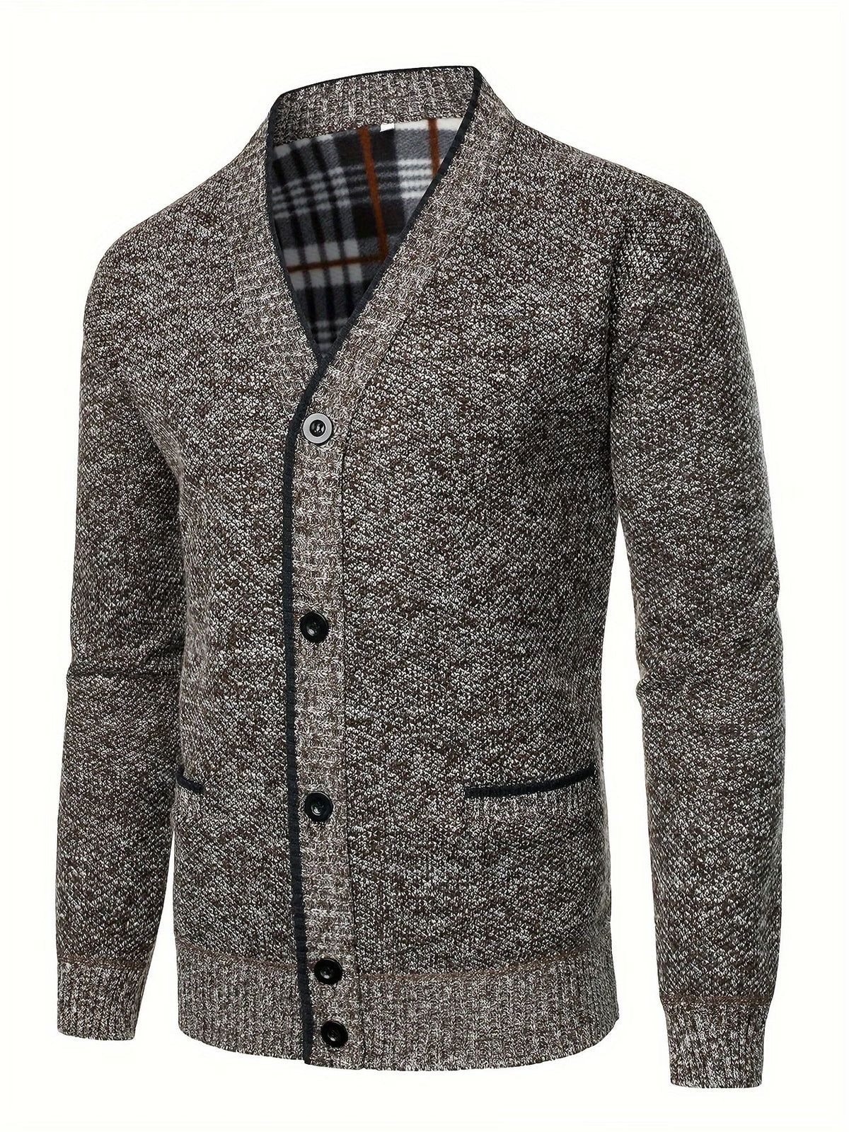 Men's Shawl Collar Cardigan Chunky Knit Button Front with Pockets