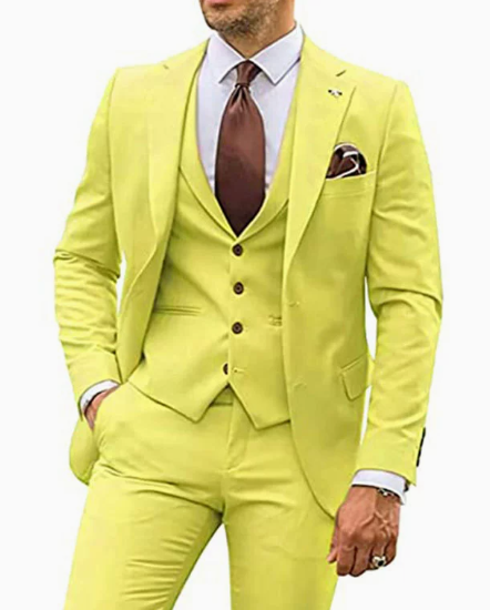 Men's Three Piece Suit Set Notch Lapel Wedding