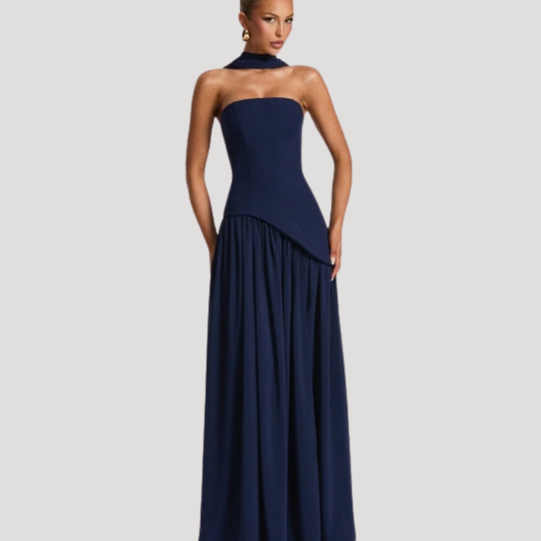 Halter Neck Maxi Dress Women Elegant Slit Formal Evening Dress