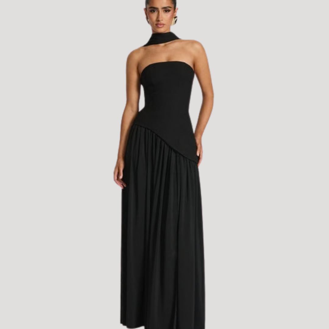 Halter Neck Maxi Dress Women Elegant Slit Formal Evening Dress