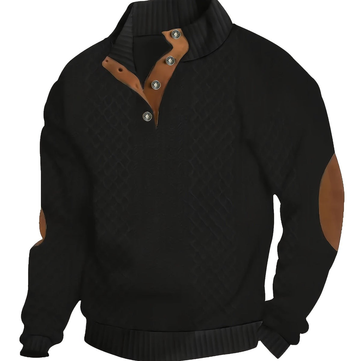 Men's Stand-Collar Button-Neck Textured Jumper photo 3