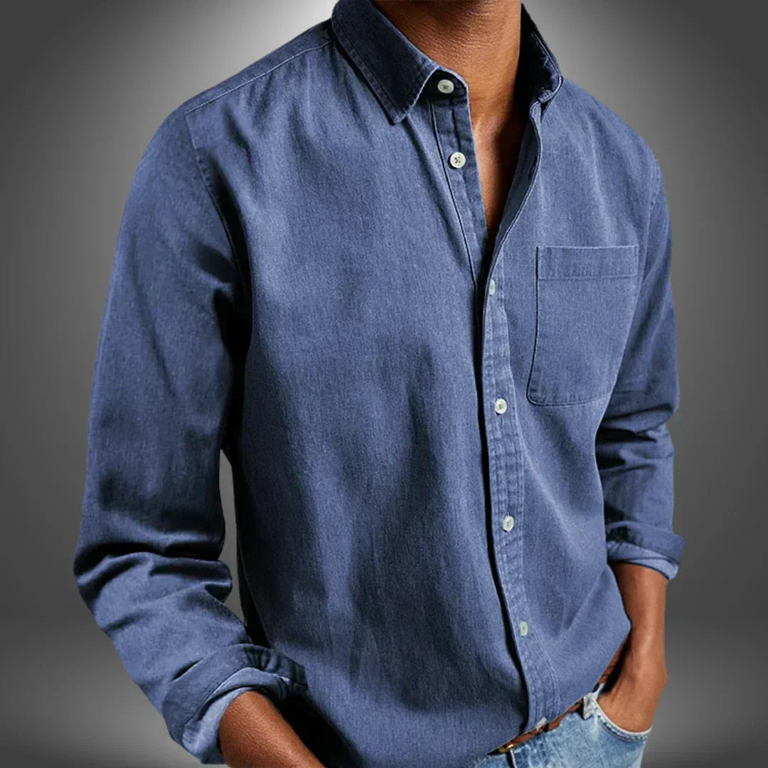 Shirt Button Down Long Sleeve Chest Pocket