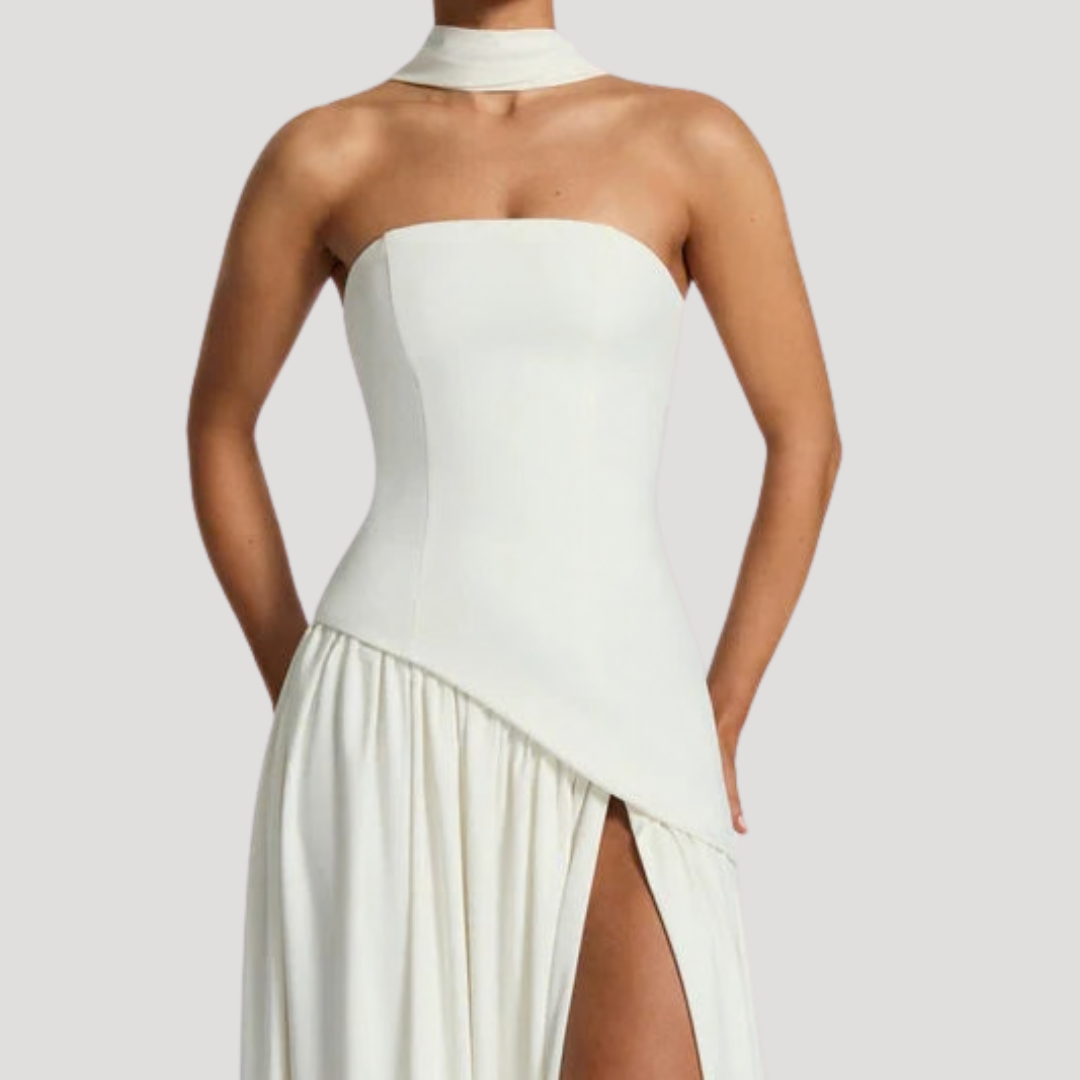 Halter Neck Maxi Dress Women Elegant Slit Formal Evening Dress