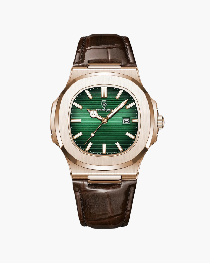 Watch Chronograph Leather Strap Luminous Markers