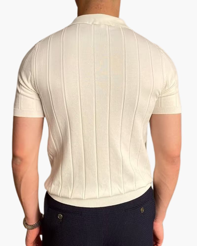 Polo Shirt Cotton Ribbed Slim Fit Knit