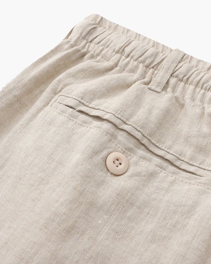 Linen Shorts Men Casual Drawstring Summer Shorts