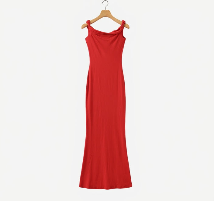 Women’s One-Shoulder Maxi Dress with Fitted Silhouette