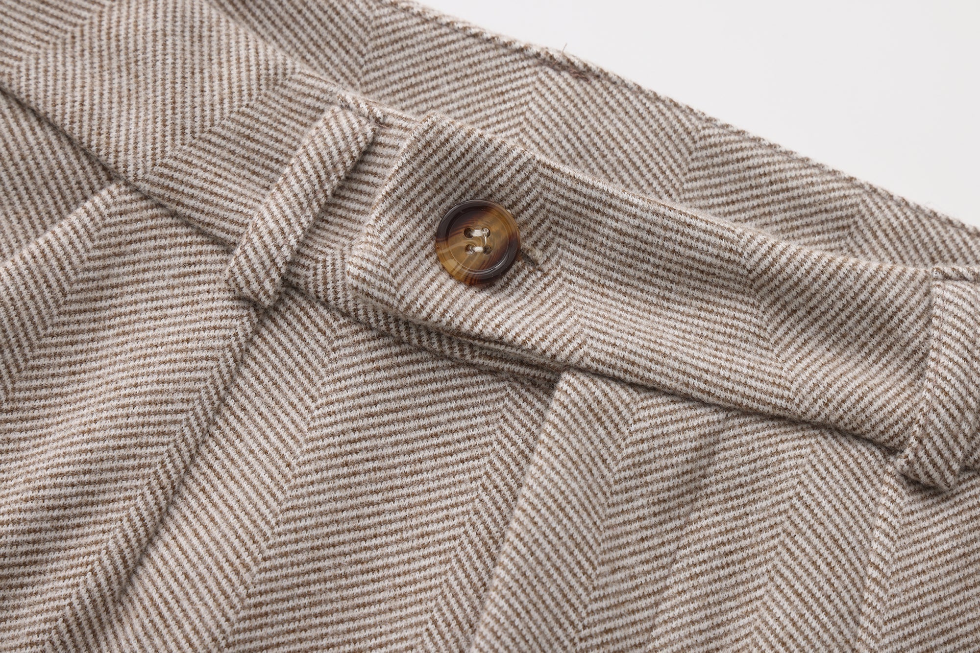 Trousers Herringbone Tapered Mid Rise Button Closure