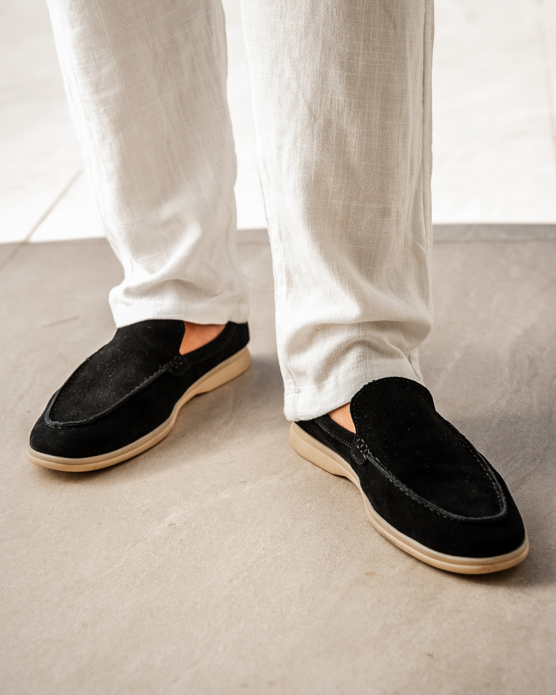 Loafer Suede Slip On Moccasin Toe Braided Vamp