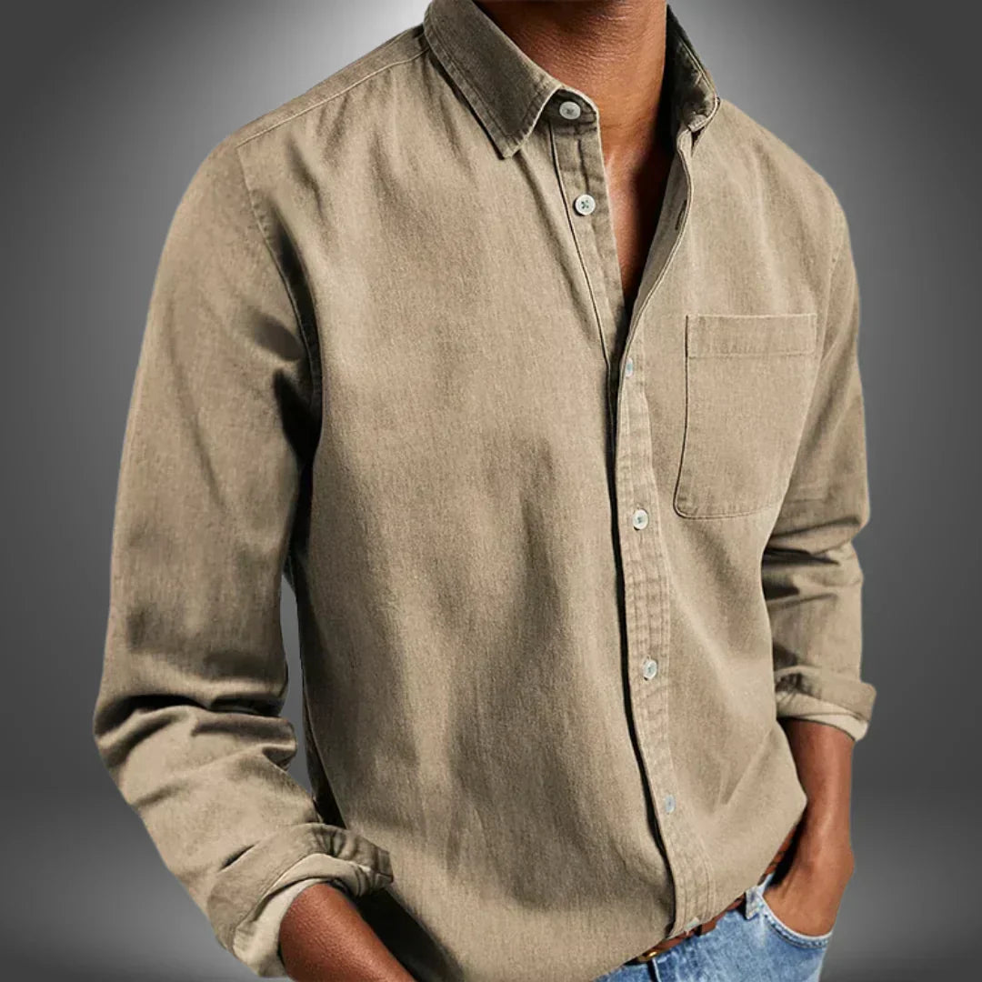 Shirt Button Down Long Sleeve Chest Pocket