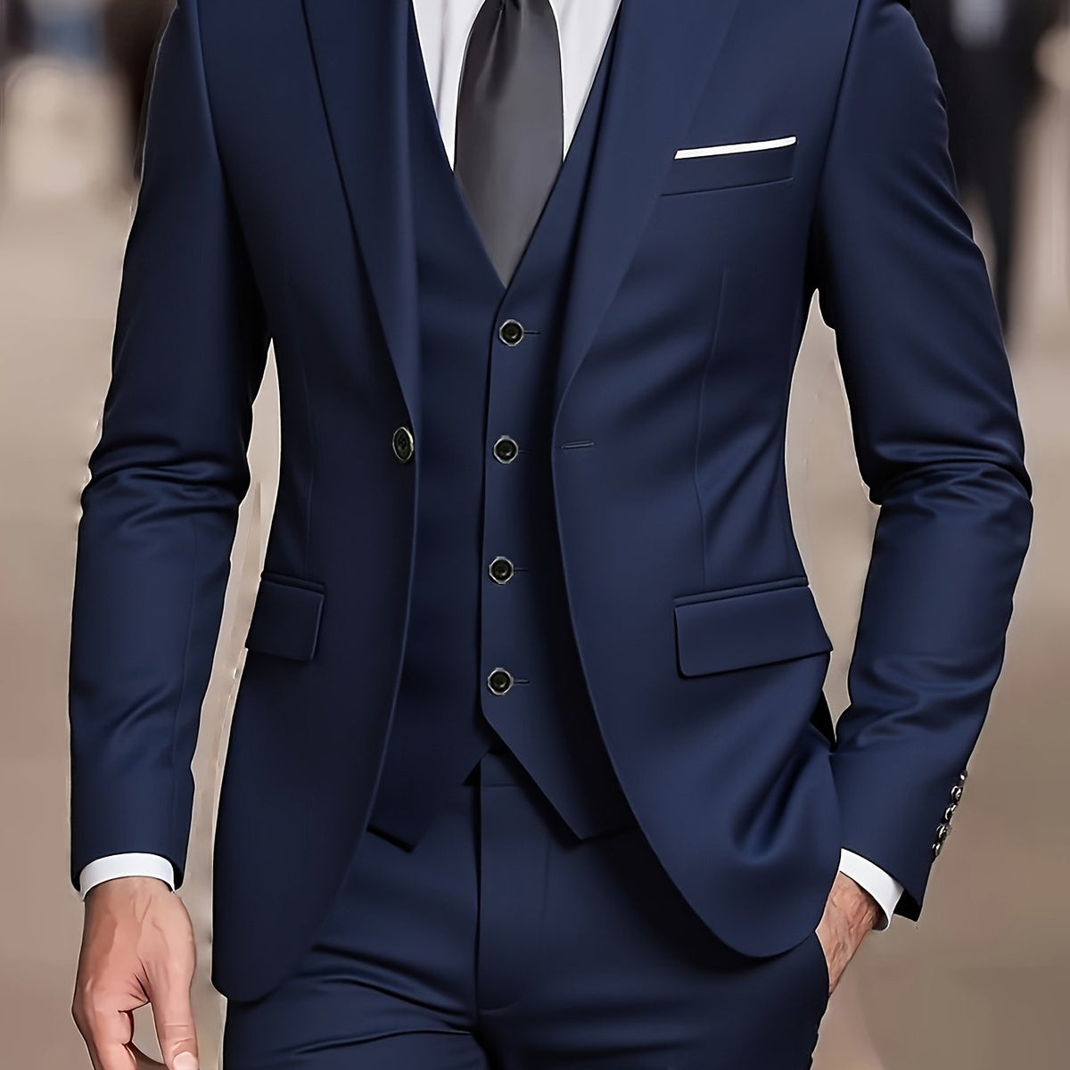 Men's Tailored Three-Piece Suit source view 2