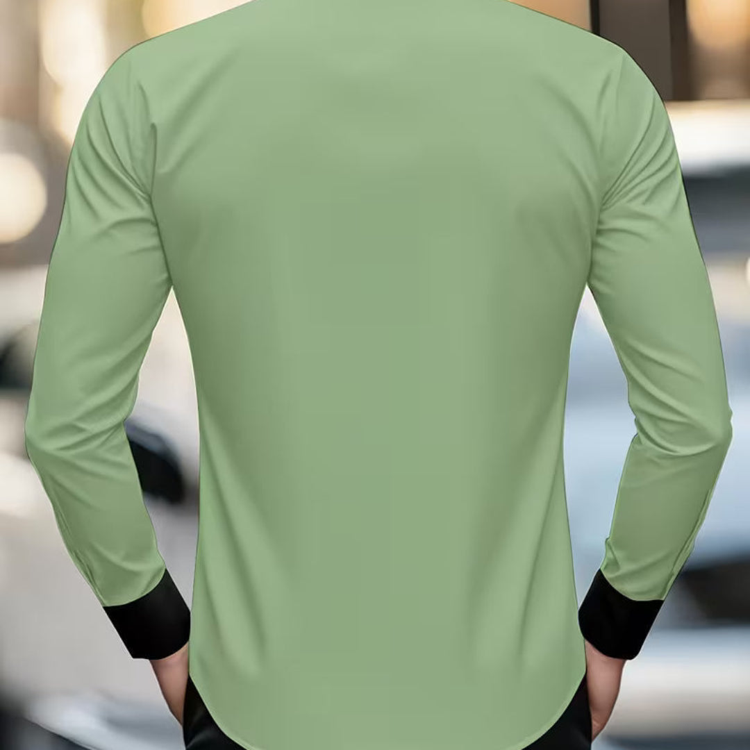 Men's Contrast-Trim Button-Front Shirt original product view 9