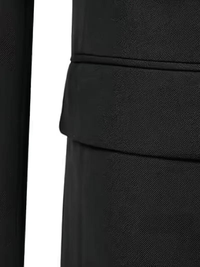 Three Piece Suit Set Men Woven Fabric Slim Fit Double Breasted Waistcoat Formal