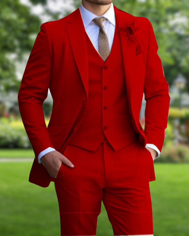 Suit Three Piece Slim Fit Notch Lapel Waistcoat