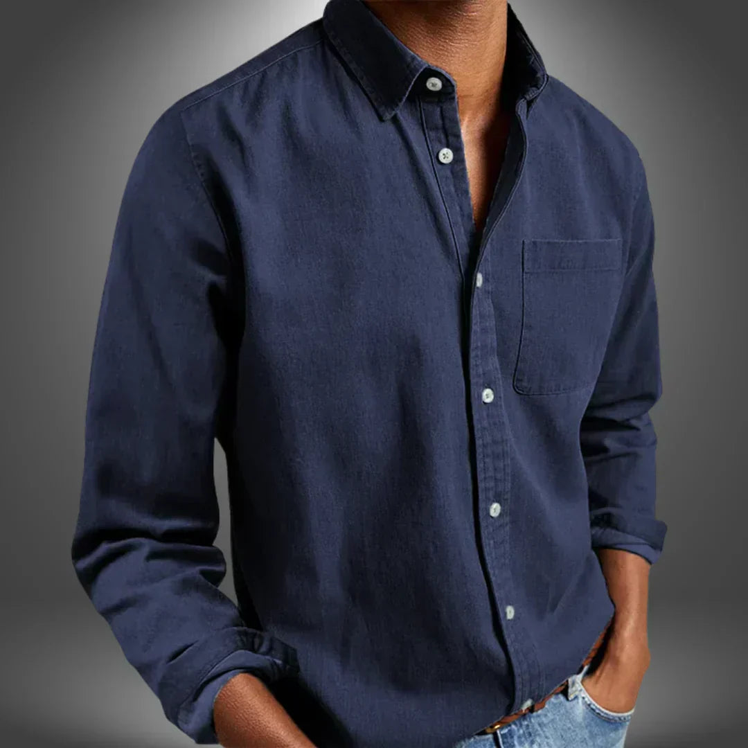 Shirt Button Down Long Sleeve Chest Pocket