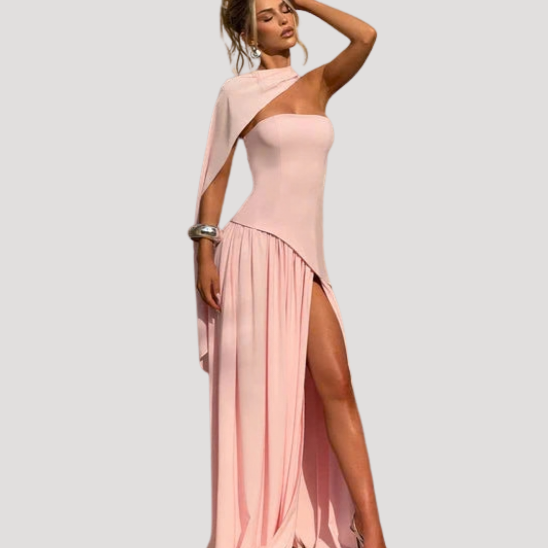 Halter Neck Maxi Dress Women Elegant Slit Formal Evening Dress