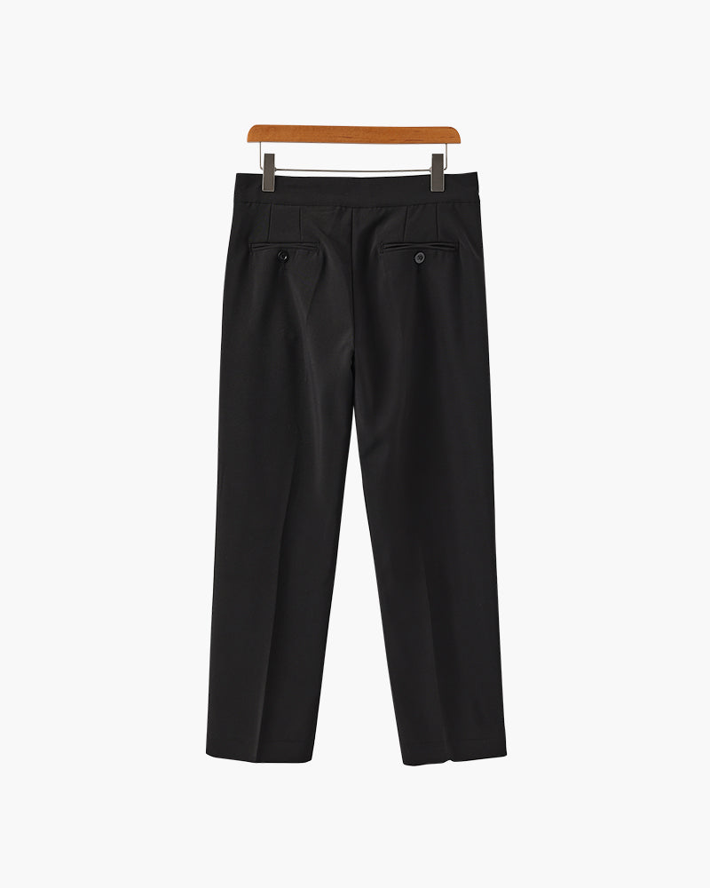 Trousers Silk Cotton Blend High Waist Tailored Fit
