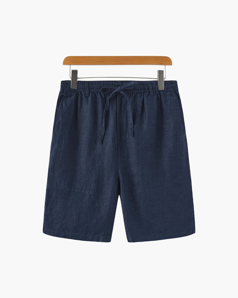 Linen Shorts Men Casual Drawstring Summer Shorts