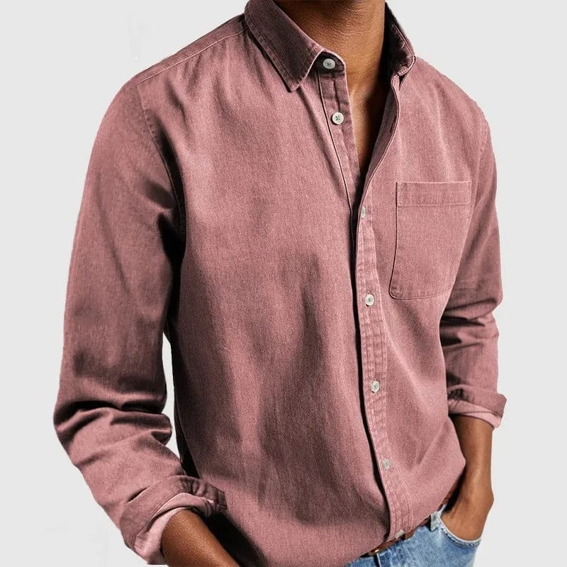 Tristan | Men's Long-Sleeve Button-Front Shirt with Chest Pocket