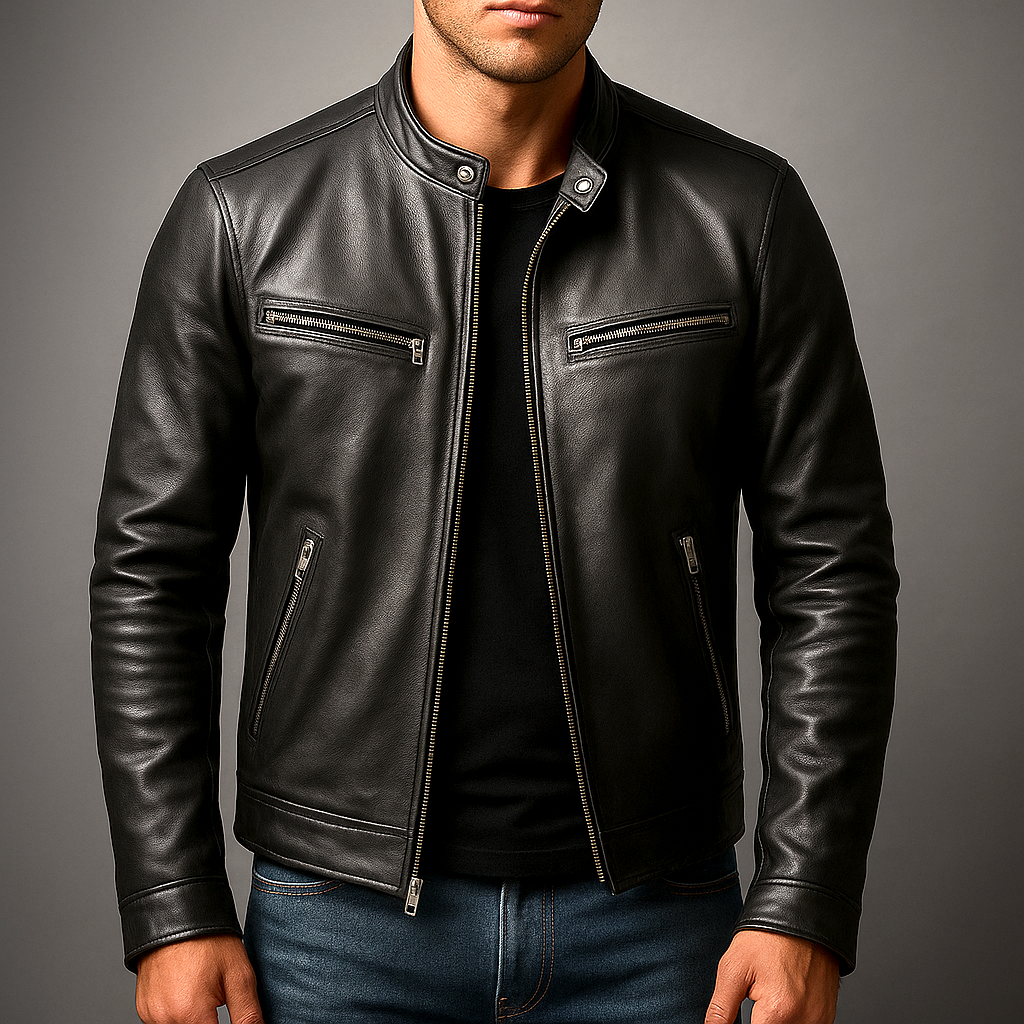 Men's Jacket Leather Vintage Patina Full Zip