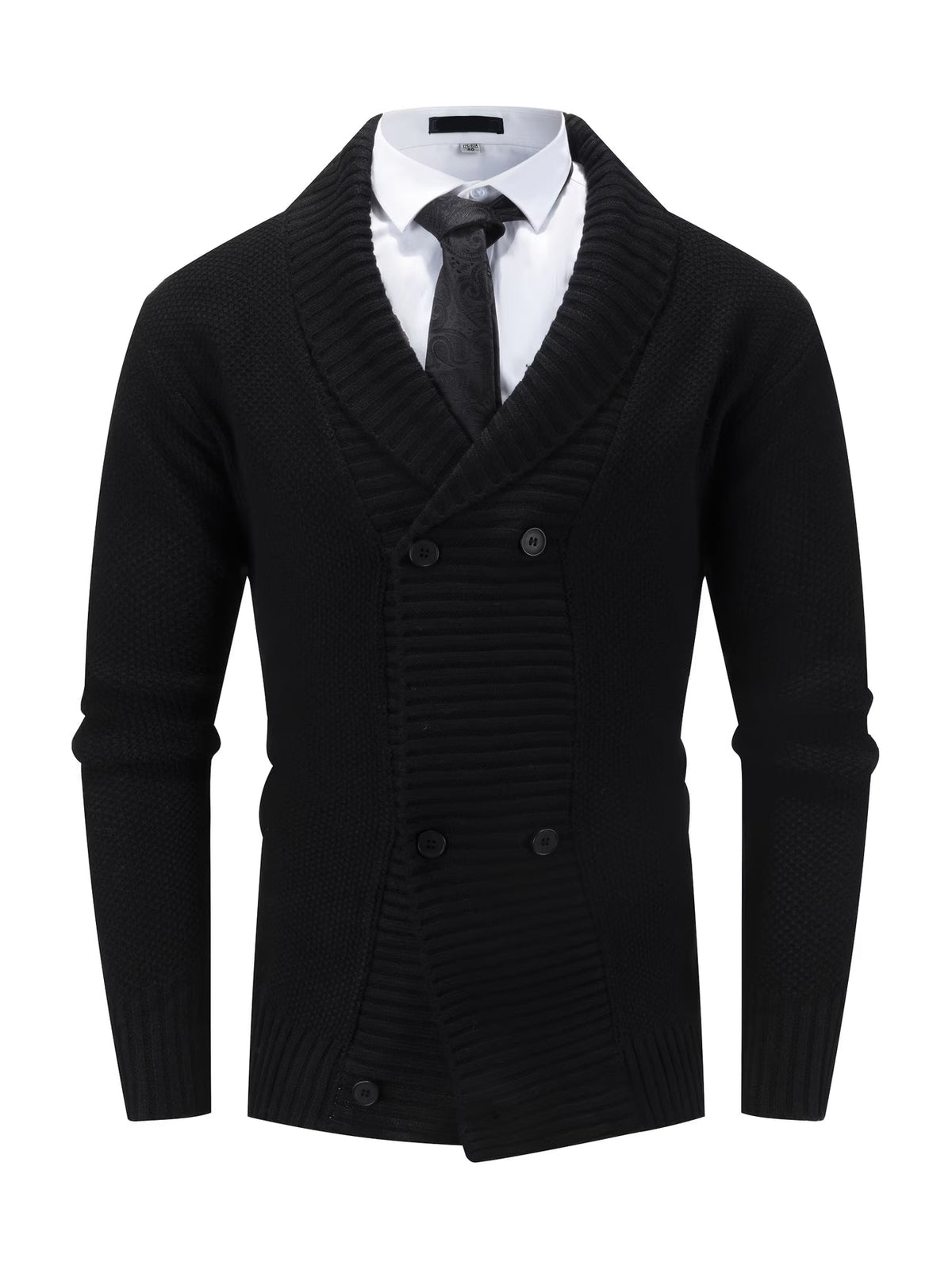 Men's Shawl Collar Cardigan Chunky Knit Button Front Long Sleeve