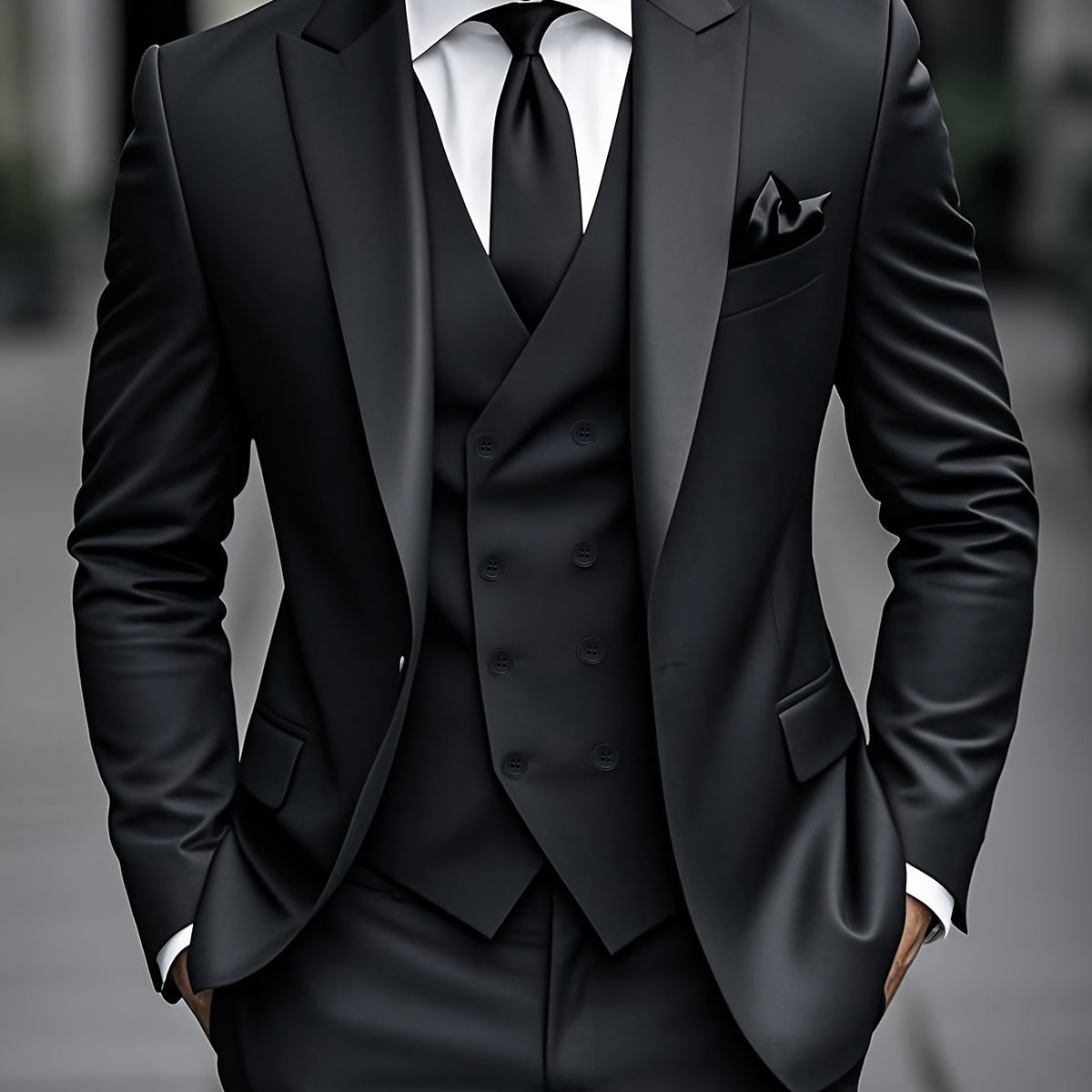 Men's Three Piece Suit Slim Fit Notch Lapel Jacket Waistcoat and Trousers