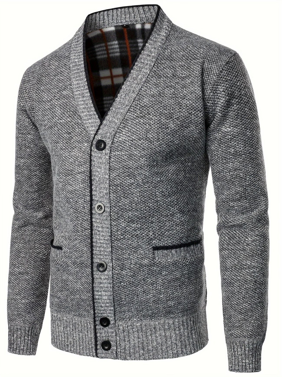 Men's Shawl Collar Cardigan Chunky Knit Button Front with Pockets