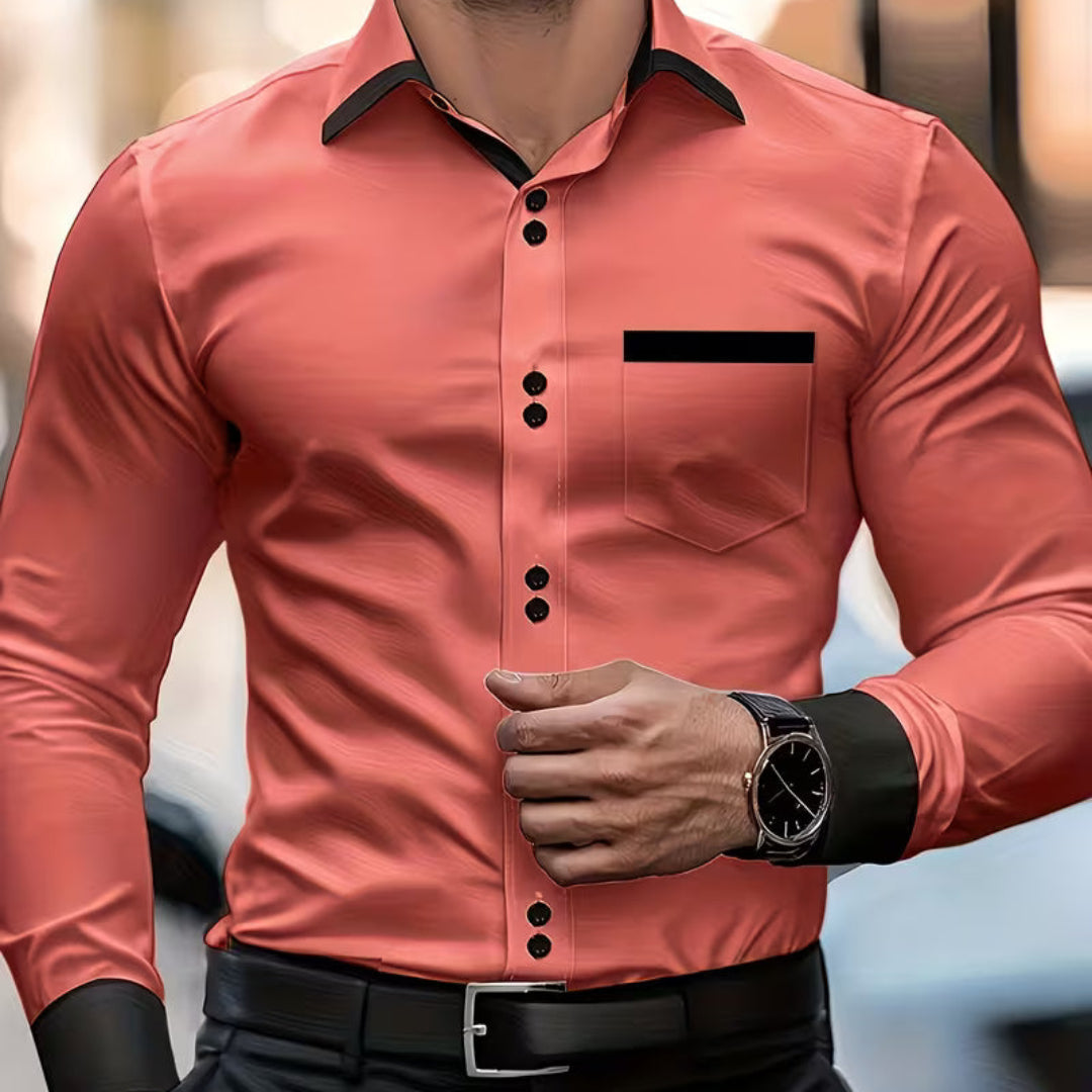 Men's Contrast-Trim Button-Front Shirt original product view 7