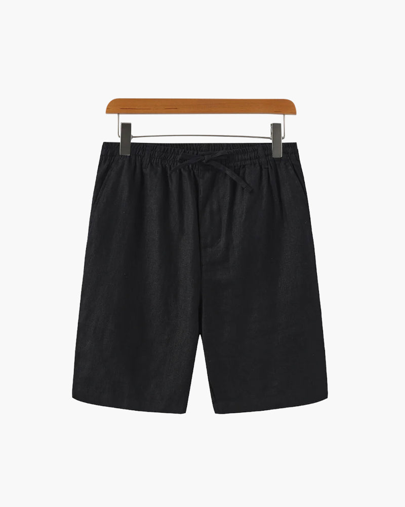 Linen Shorts Men Casual Drawstring Summer Shorts