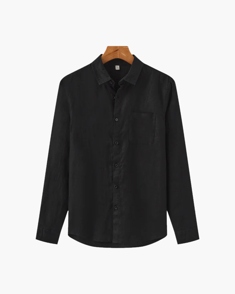 Linen Shirt Men Long Sleeve Casual Button Up Summer Shirt