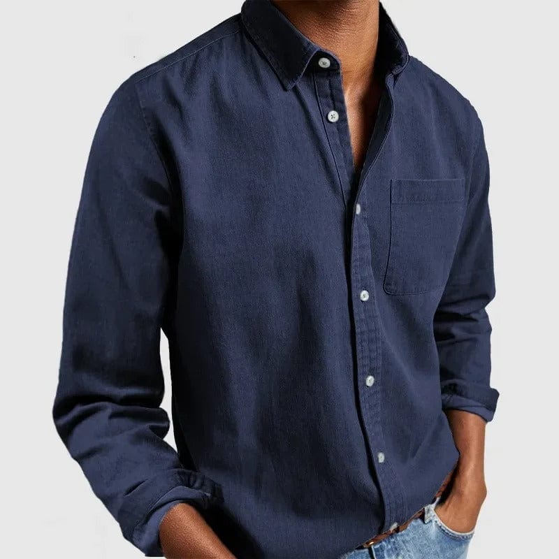 Tristan | Men's Long-Sleeve Button-Front Shirt with Chest Pocket