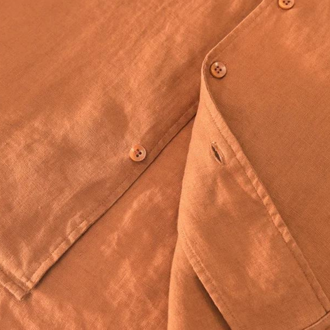 Linen Shirt Men Short Sleeve Camp Collar Summer Top